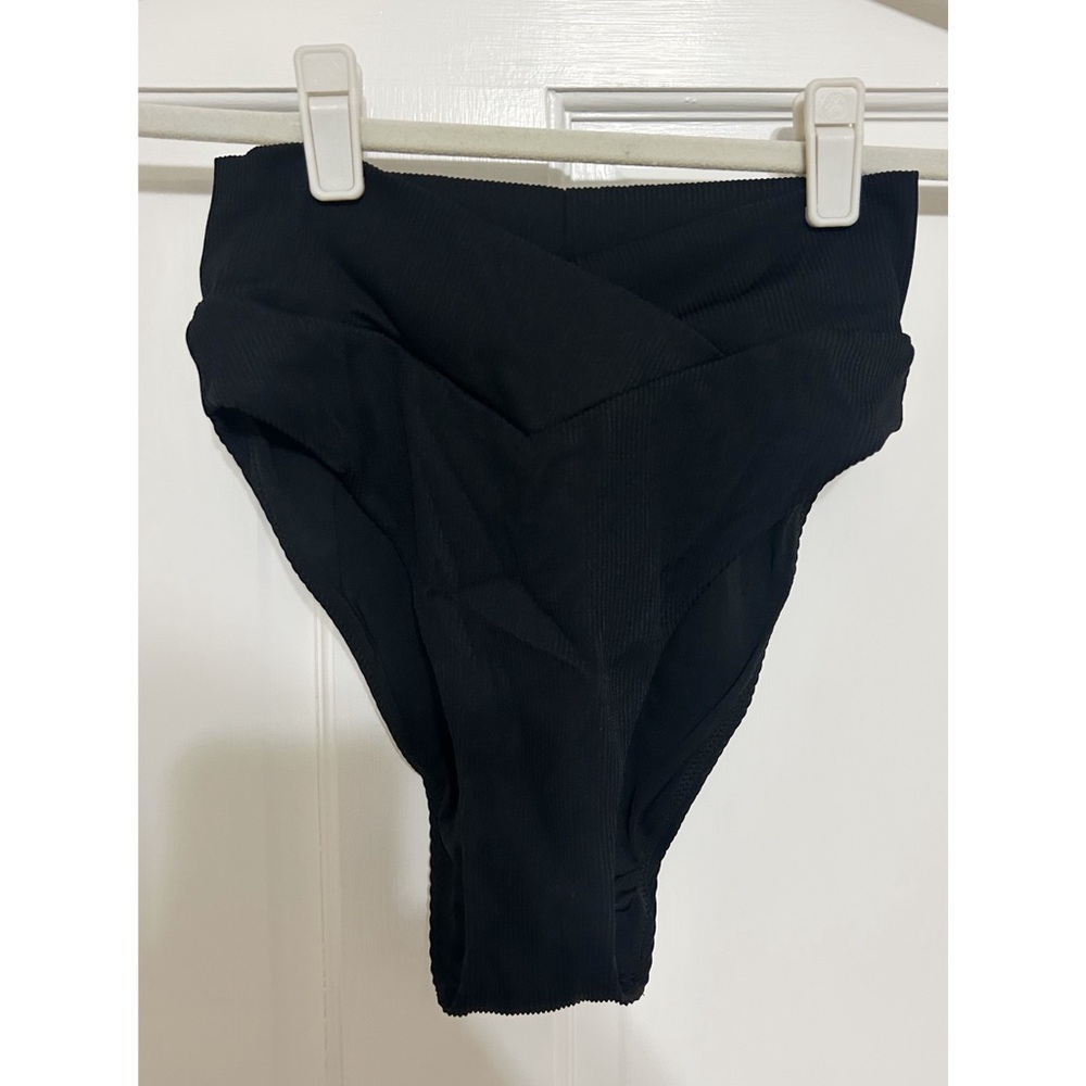 aerie Black High-Waist Ribbed Bikini Bottoms cheeky